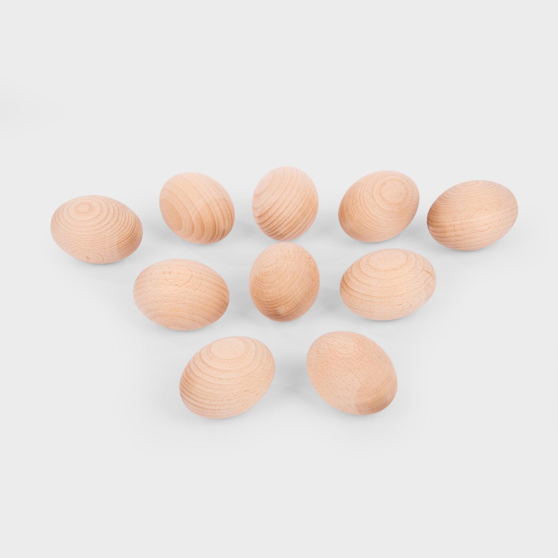TickiT: drewniane jajka Natural Wooden Eggs 10 el. - Noski Noski