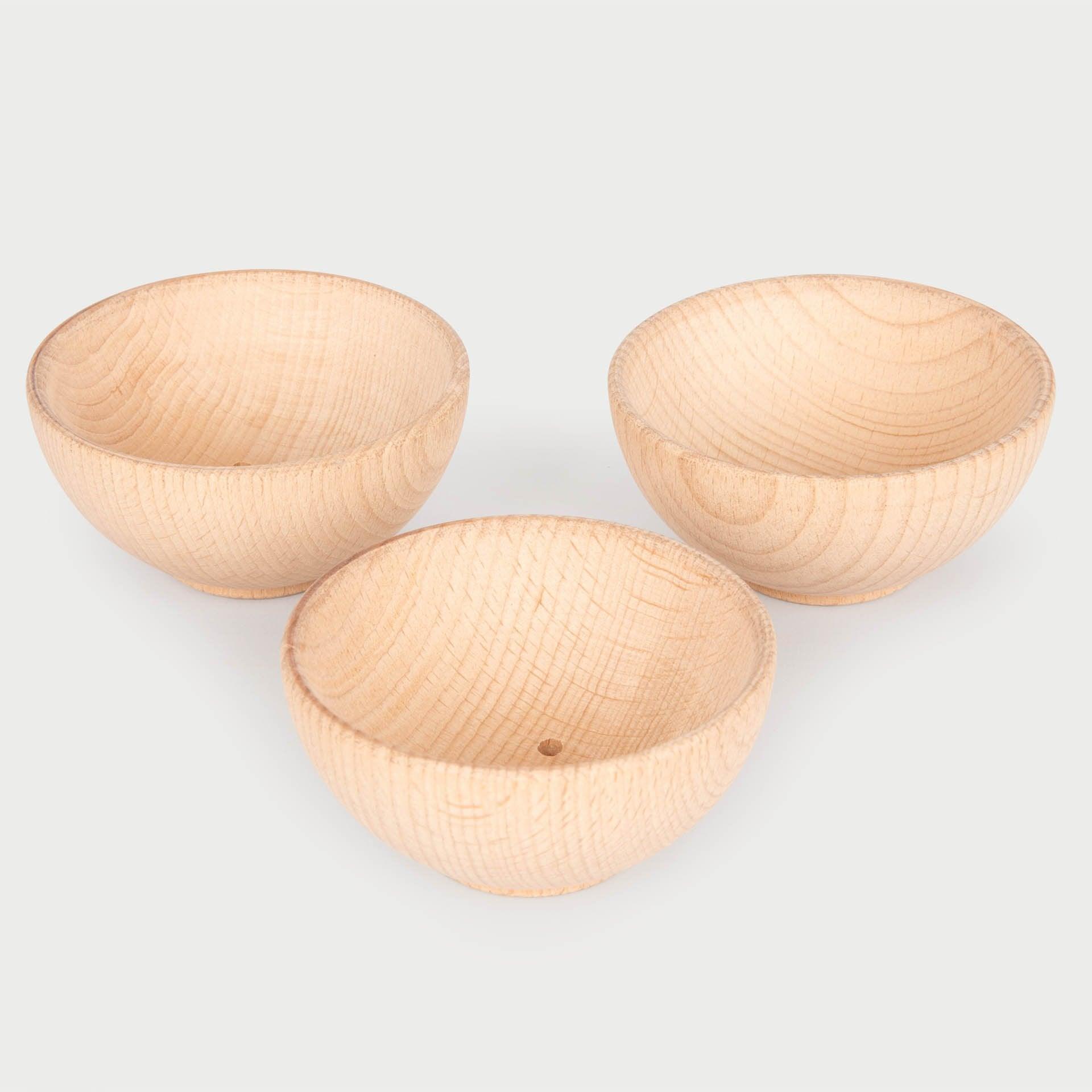 TickiT: drewniane miseczki Natural Wooden Bowls 3 el. - Noski Noski