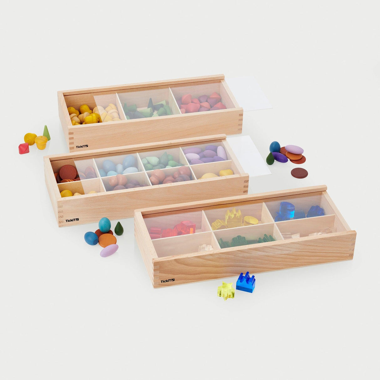 TickiT: pudełka odkrywców Wooden Discovery Boxes 3 el - Noski Noski