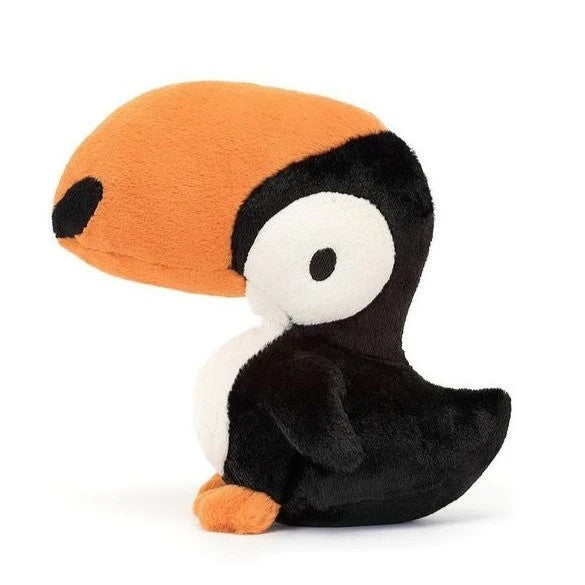 Pluszowy tukan Jellycat Bodacious Beak 22 cm, miękka zamszowa przytulanka o intensywnych kolorach, idealna dla dzieci.