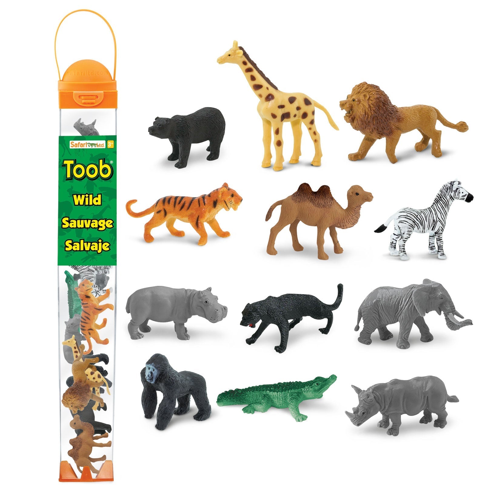 Safari Ltd: Figuras en un tubo de animales salvajes Toob 12 PC.