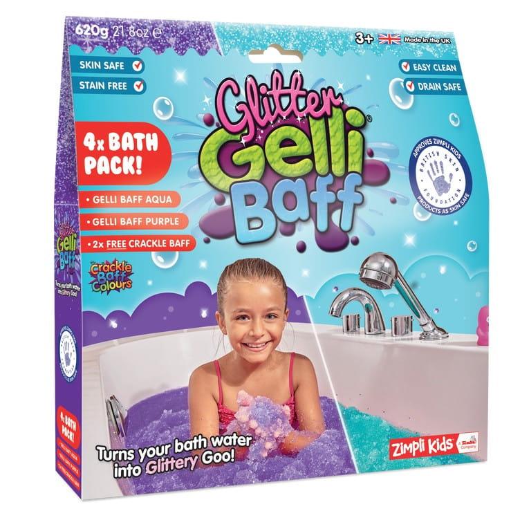 Zimpli Kids: magiczny proszek do kąpieli Gelli Baff Glitter 4 użycia Fioletowy i Błękitny - Noski Noski