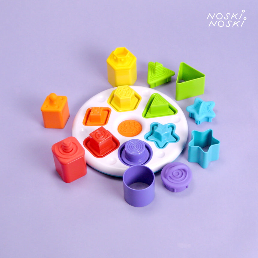 Zabawka edukacyjna Fat Brain Toys Plugzy sorter kształtów z przykrywkami