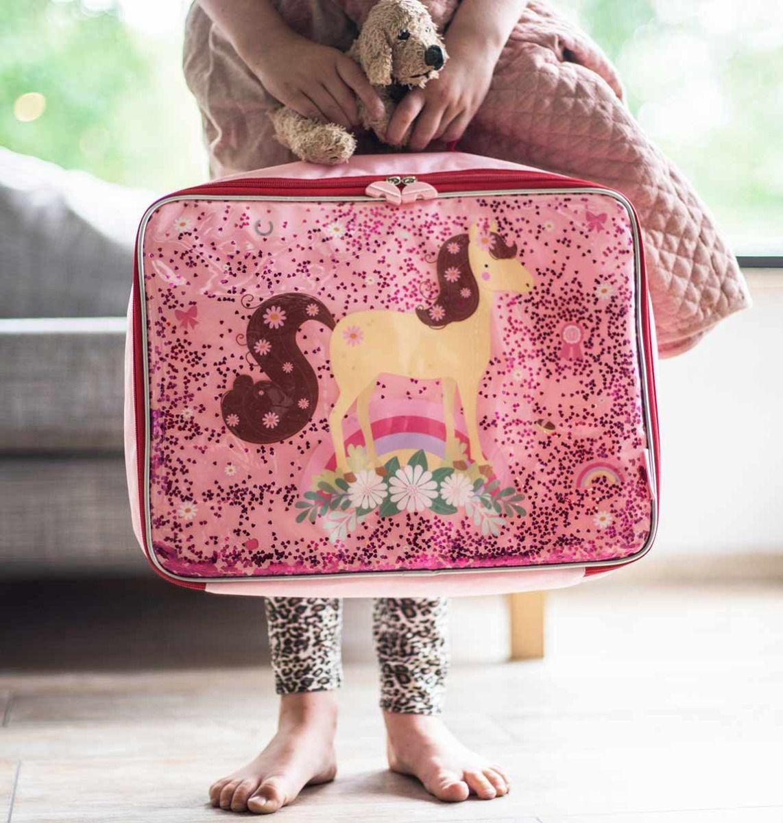 A Little Lovely Company: duża brokatowa walizeczka Glitter - Noski Noski
