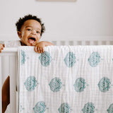 Aden+Anais: muślinowa kołderka Paisley Teal - Noski Noski