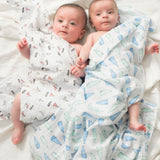 Aden+Anais: otulacz muślinowy Swaddles Whales & Boats 2 szt. - Noski Noski