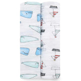 Aden+Anais: otulacz muślinowy Swaddles Whales & Boats 2 szt. - Noski Noski