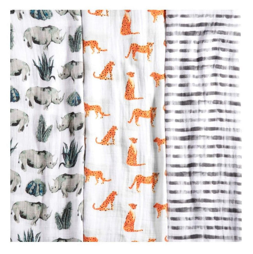 Aden+Anais: otulacz muślinowy Swaddles White Label Serengeti 3 szt. - Noski Noski