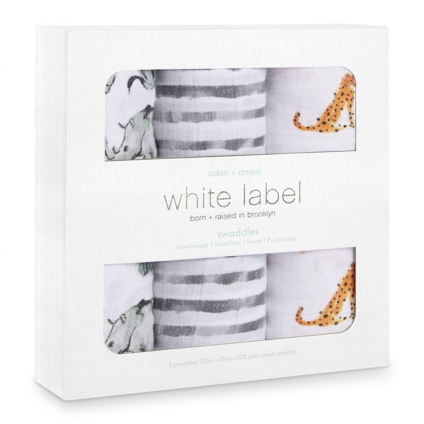 Aden+Anais: otulacz muślinowy Swaddles White Label Serengeti 3 szt. - Noski Noski