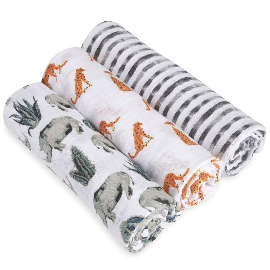 Aden+Anais: otulacz muślinowy Swaddles White Label Serengeti 3 szt. - Noski Noski