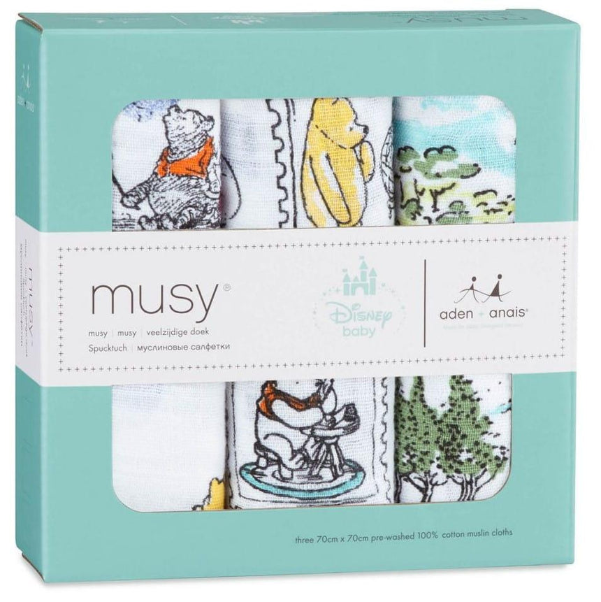 Aden+Anais: pieluszka muślinowa Kubuś Puchatek Musy Winnie the Pooh 3 szt. - Noski Noski
