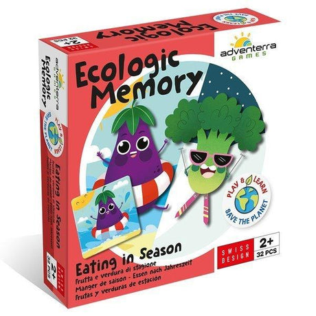 Ekologiczna memory gra edukacyjna, ucząca dzieci rozpoznawać sezonowe owoce i warzywa. Idealna dla 2-latka!