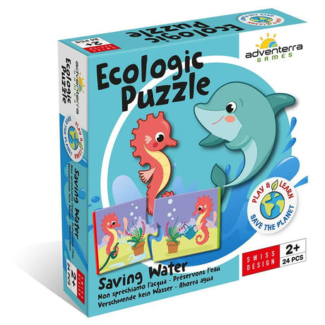 Puzzle edukacyjne dla dzieci Adventerra Games Oszczędzanie Wody - ekologiczne, kolorowe i wykonane z materiałów z recyklingu.