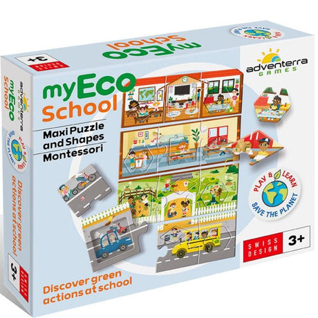 Puzzle edukacyjne Adventerra Games My Eco School Montessori dla dzieci, uczące proekologicznych nawyków przez zabawę.