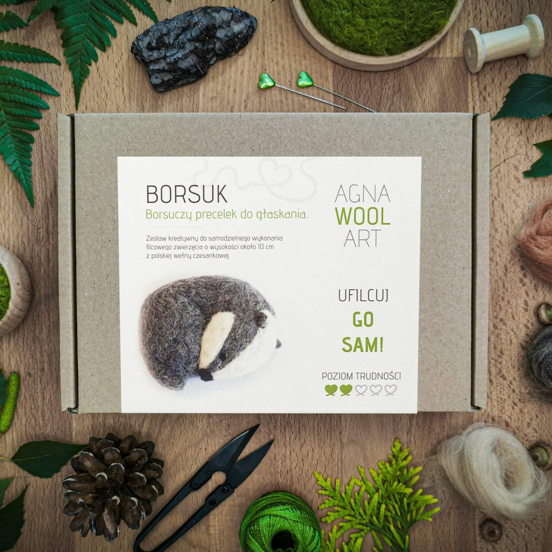 Agna Wool Art: zestaw kreatywny do filcowania na sucho Borsuk - Noski Noski