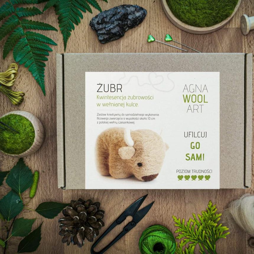 Agna Wool Art: zestaw kreatywny do filcowania na sucho Żubr - Noski Noski