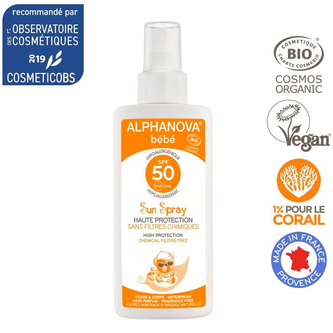 Alphanova Sun Bebe: spray przeciwsłoneczny dla niemowląt SPF 50 BIO - Noski Noski