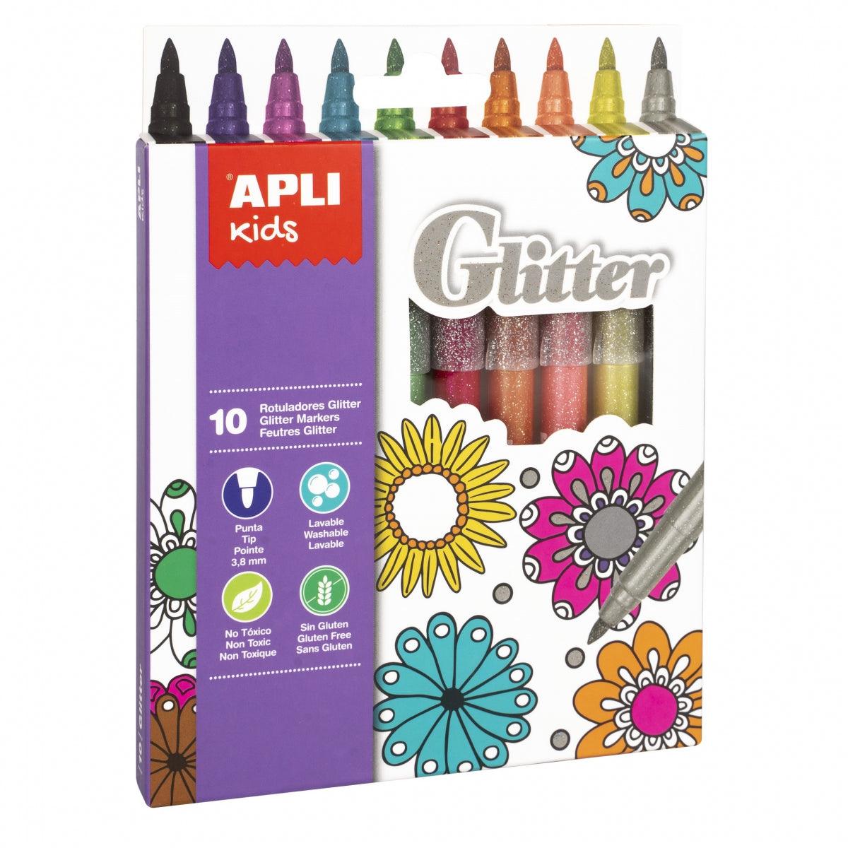 Apli Kids: flamastry brokatowe Glitter 10 kolorów - Noski Noski