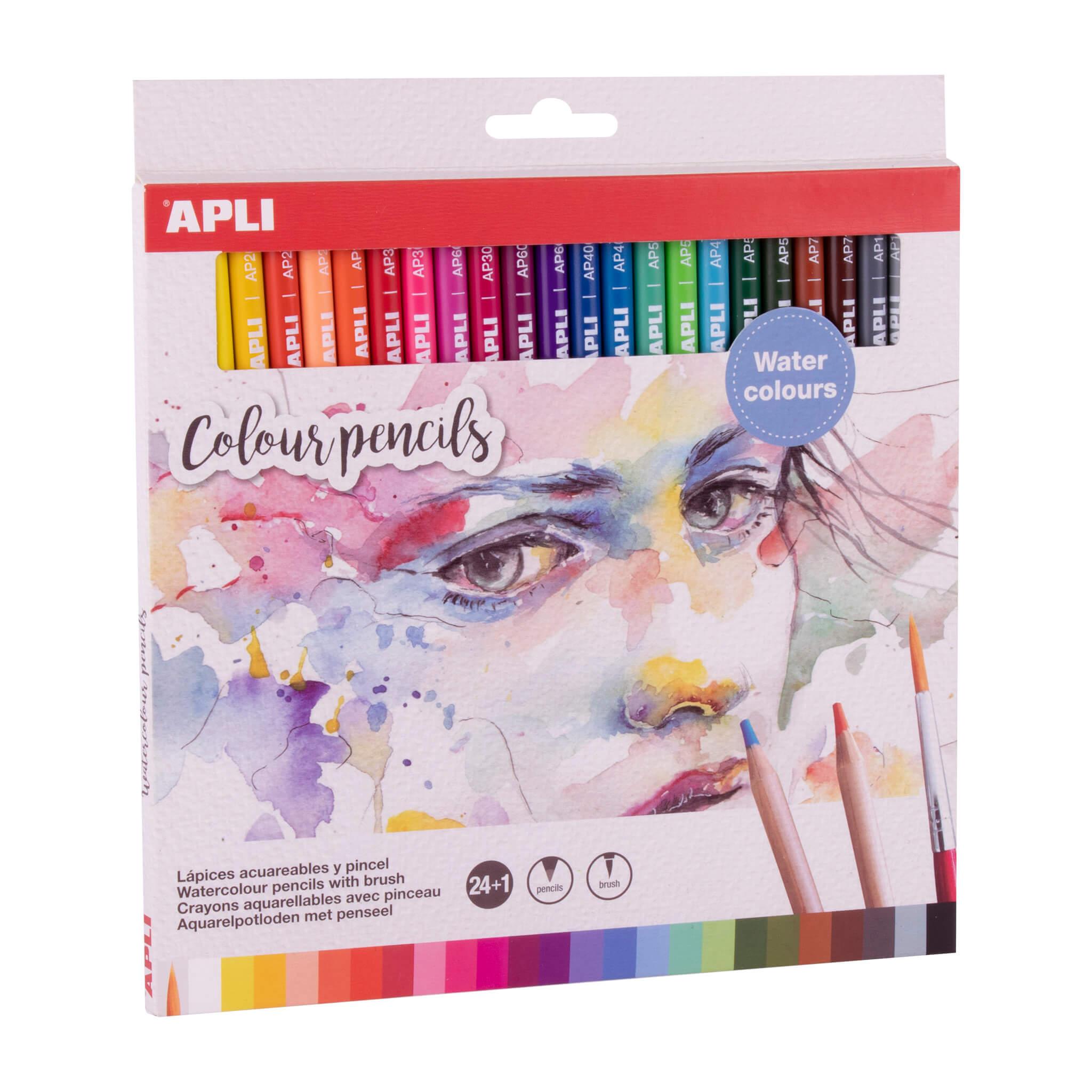 Apli Kids: kredki akwarelowe z pędzelkiem Color Pencils 24 kolory - Noski Noski