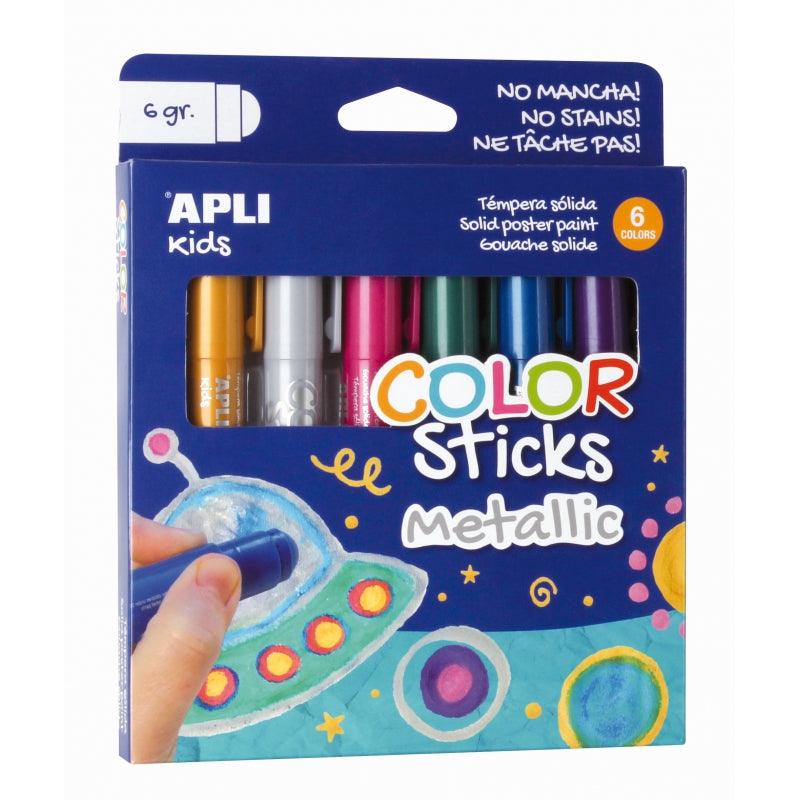 Apli Kids: metaliczne farby w kredce Color Sticks 6 kolorów - Noski Noski