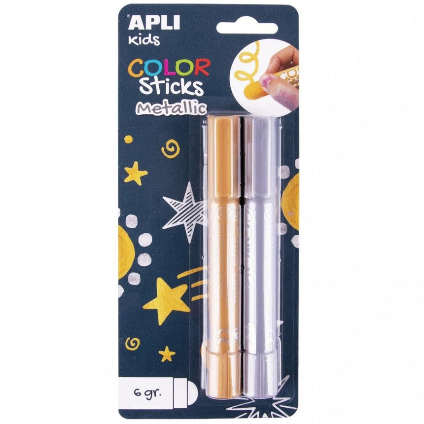 Apli Kids: metaliczne farby w kredce Color Sticks Metallic 2 kolory - Noski Noski