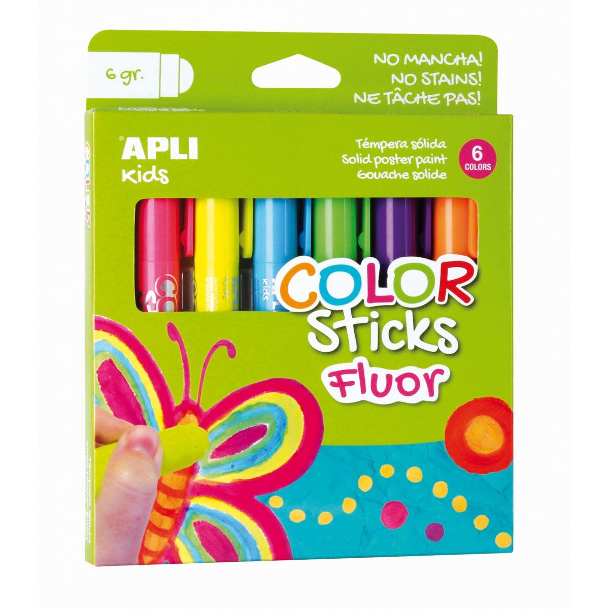 Apli Kids: neonowe farby w kredce Color Sticks Fluor 6 kolorów - Noski Noski