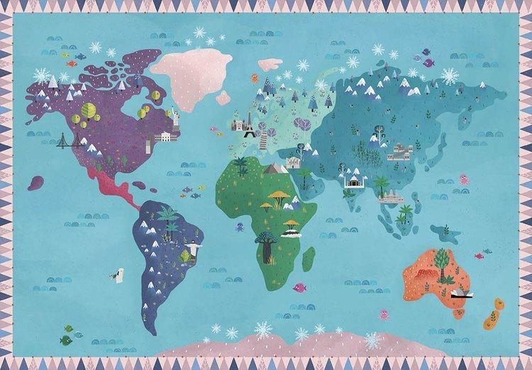 Auzou: naklejki wielokrotnego użytku Mapa Świata - Noski Noski