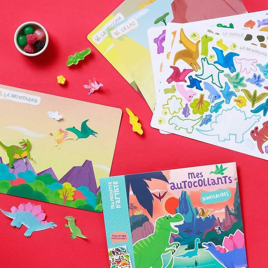 Auzou: naklejki z planszami Dinozaury - Noski Noski