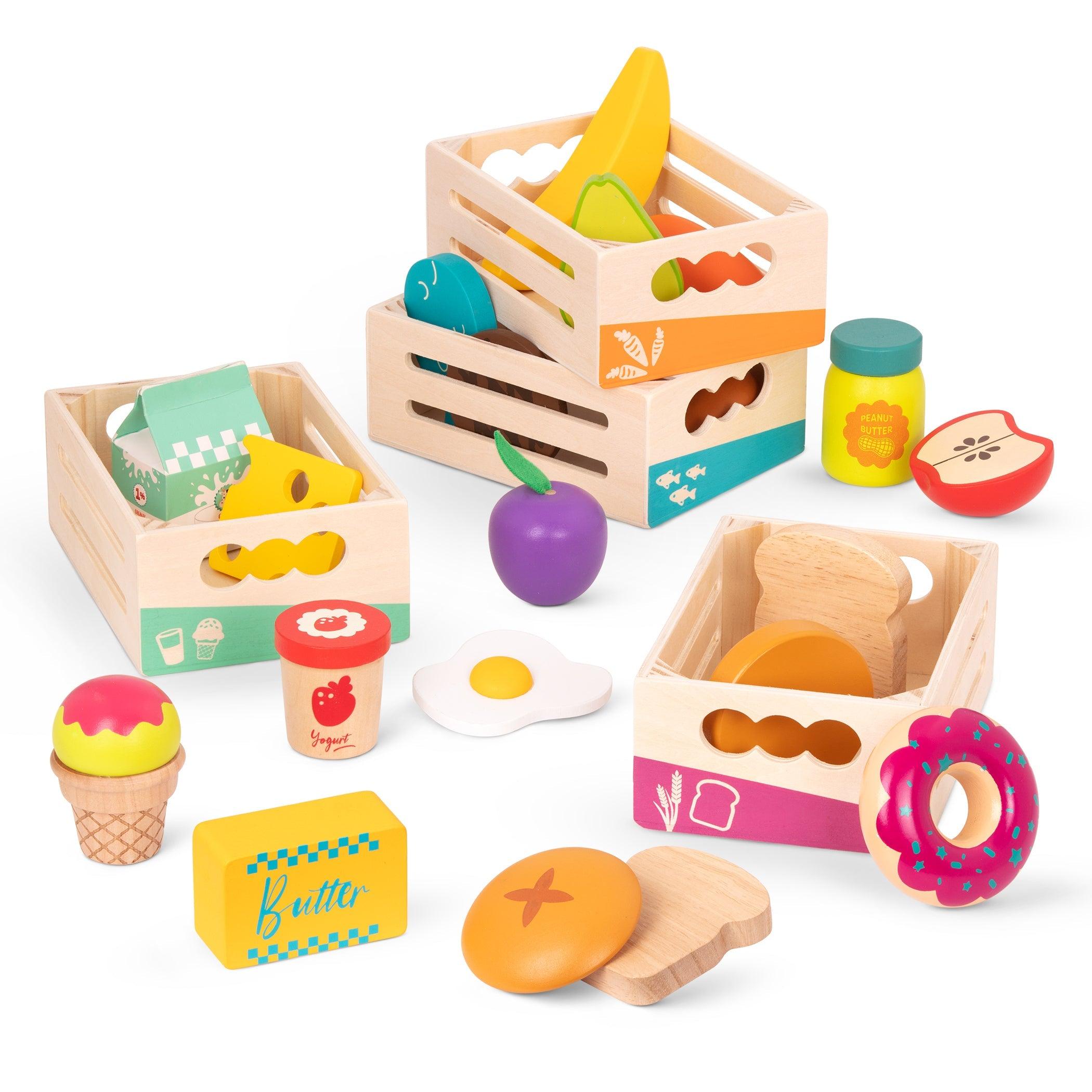 B.Toys: drewniane skrzyneczki z jedzeniem Little Foodie Groups - Noski Noski