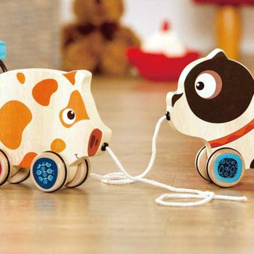 B.Toys: drewniany piesek do ciągnięcia Happy-Go-Puppy - Noski Noski