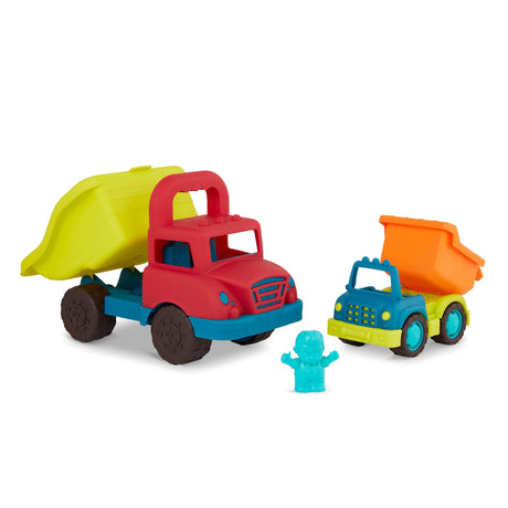 B.Toys: zestaw dwóch ciężarówek wywrotek Grab-n-Go Truck Set - Noski Noski