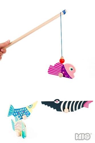 Bajo: drewniana zabawka zręcznościowa wędki Łowienie Ryb - Noski Noski