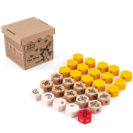 Bajo The Hive Drewniana Zabawka Montessori - zestaw klocków, który rozwija motorykę, koordynację i myślenie logiczne.