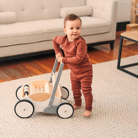 Bajo: drewniany pchacz/ wózek Baby Walker White - Noski Noski