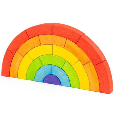Bajo Klocki Drewniane Tęczowe Łuki Rainbow Blocks – 21 kolorowych klonowych elementów rozwijających kreatywność i wyobraźnię.