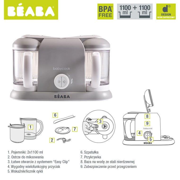 Beaba: wielofunkcyjne urządzenie do gotowania Babycook Plus Grey - Noski Noski