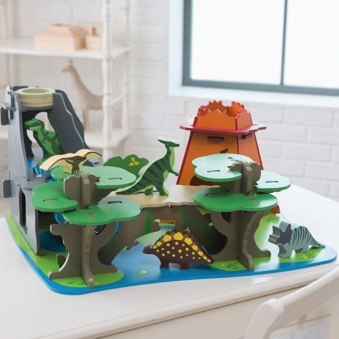 Bigjigs Toys: drewniana kraina dinozaurów Dino Island - Noski Noski