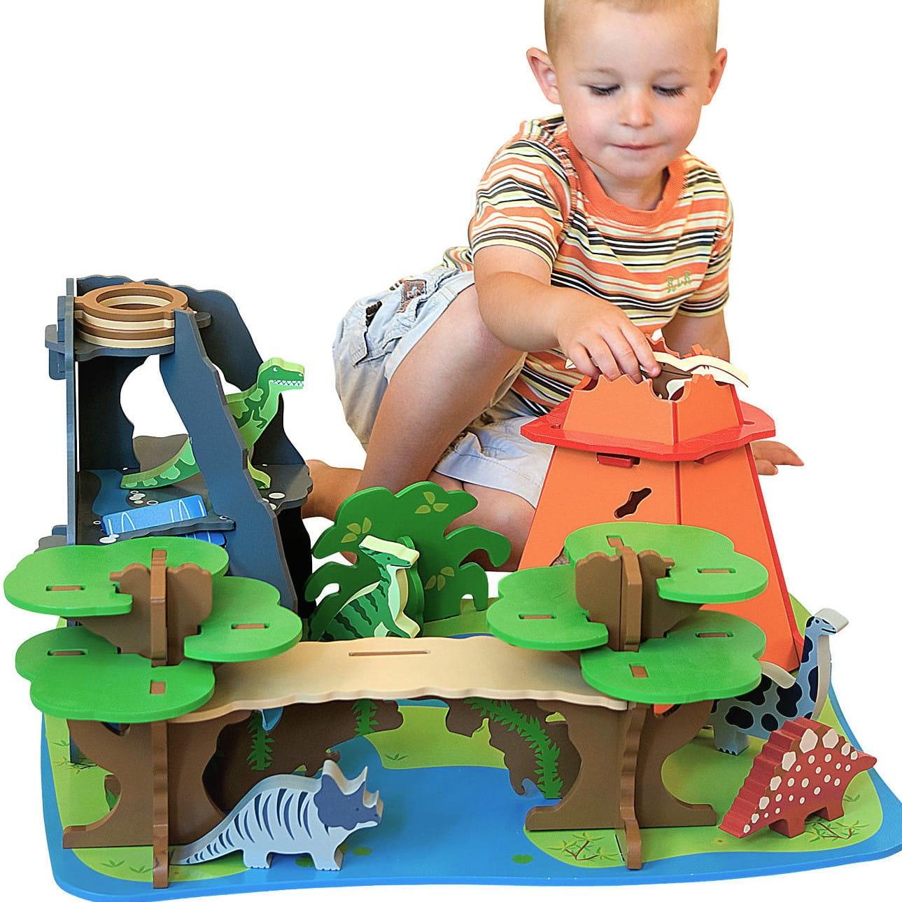 Bigjigs Toys: drewniana kraina dinozaurów Dino Island - Noski Noski
