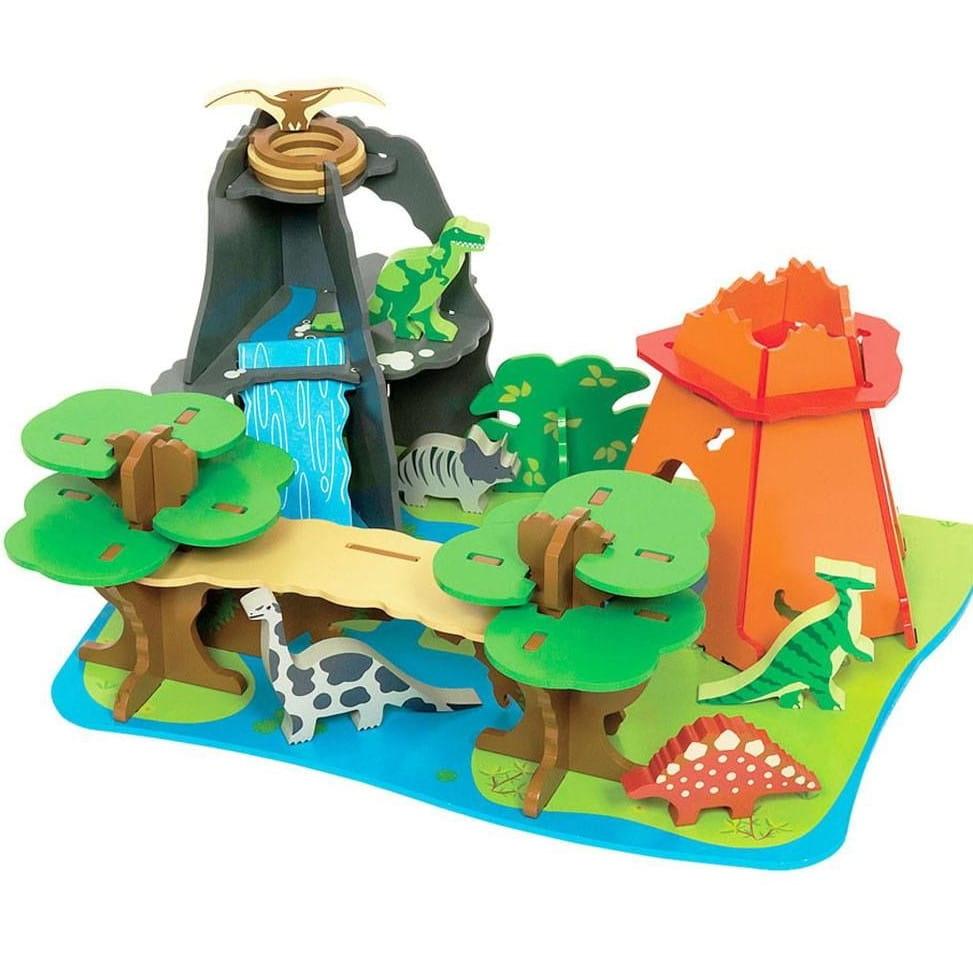 Bigjigs Toys: drewniana kraina dinozaurów Dino Island - Noski Noski