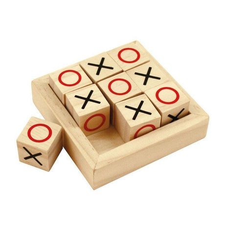 Drewniana gra kółko i krzyżyk Bigjigs Toys Mini, idealna na podróż, w kieszonkowym rozmiarze.
