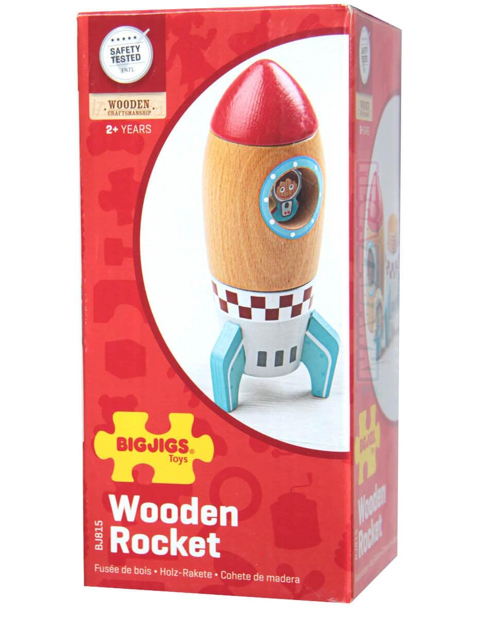 Bigjigs Toys: drewniana rakieta z figurką kosmonauty - Noski Noski