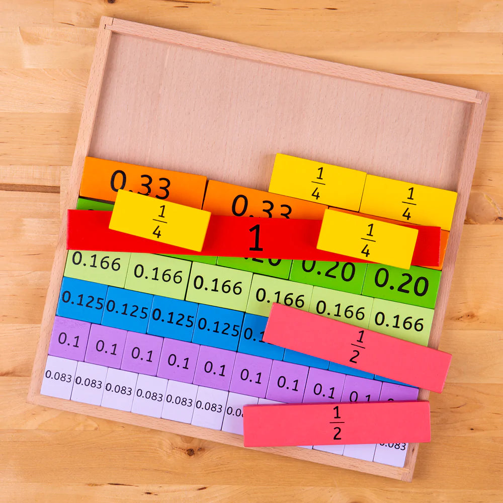 Bigjigs Toys: drewniana tablica matematyczna ułamki Fractions Tray - Noski Noski