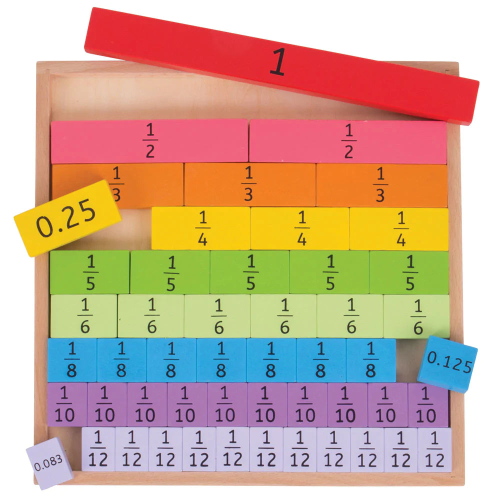 Bigjigs Toys: drewniana tablica matematyczna ułamki Fractions Tray - Noski Noski