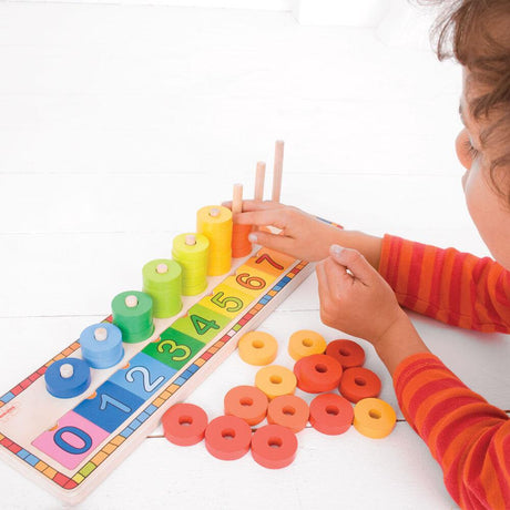 Puzzle drewniane Bigjigs Toys Learn to Count dla dzieci, wprowadzające w świat matematyki i rozwijające zręczność.