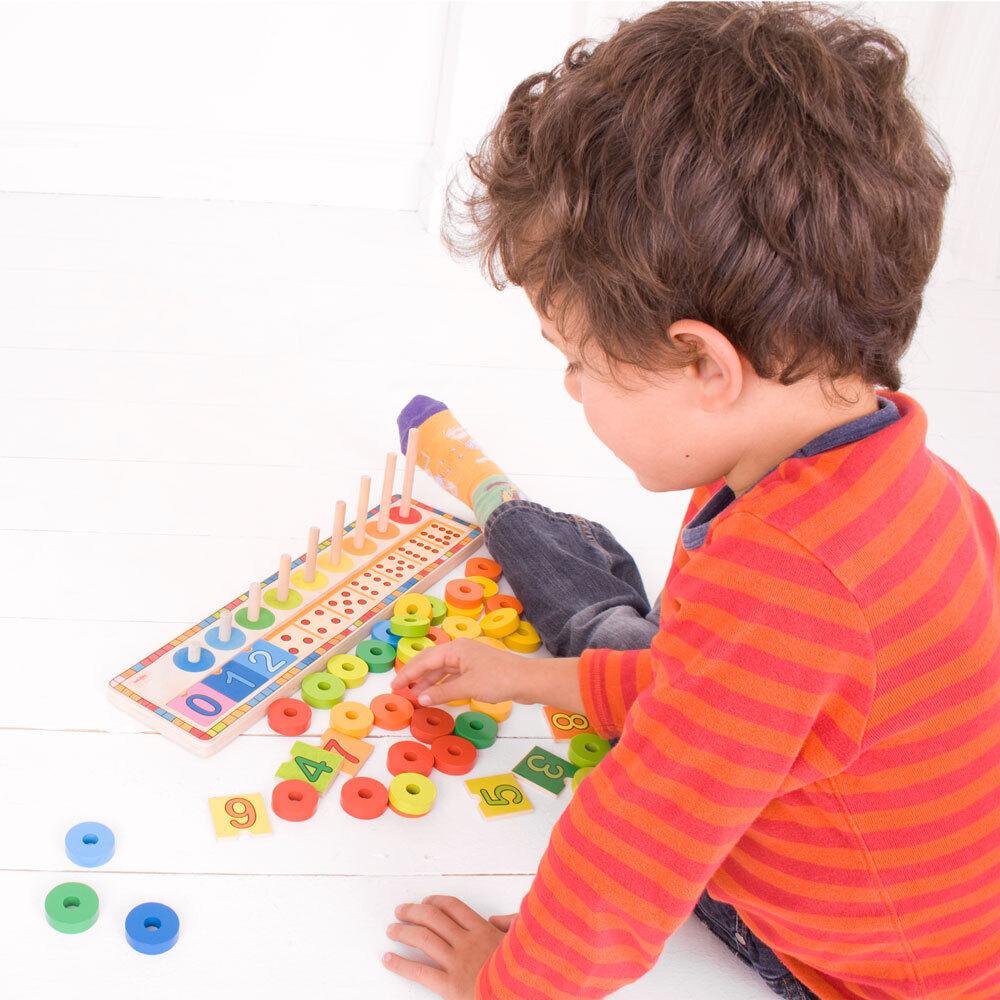 Bigjigs Toys: drewniana układanka edukacyjna Learn to Count - Noski Noski