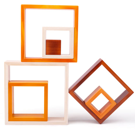 Bigjigs Toys: drewniana układanka Natural Wooden Stacking Squares - Noski Noski