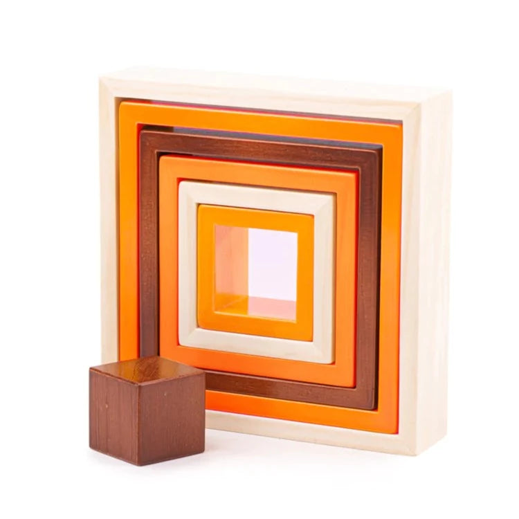 Bigjigs Toys: drewniana układanka Natural Wooden Stacking Squares - Noski Noski