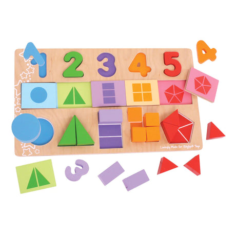 Bigjigs Toys My First Fractions Puzzle – drewniane puzzle matematyczne dla dzieci, uczą ich ułamków i liczenia w zabawny sposób.