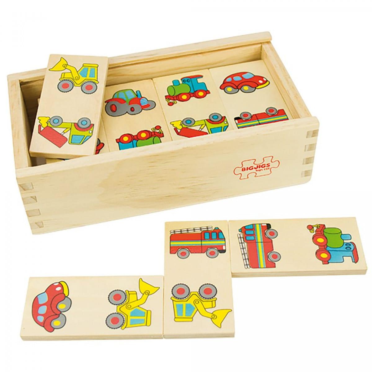 Bigjigs Toys: drewniane domino Samochody - Noski Noski