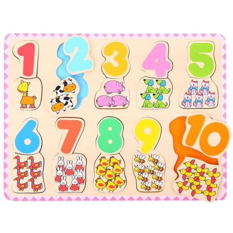 Bigjigs Toys: drewniane puzzle Cyfry i Kolory - Noski Noski